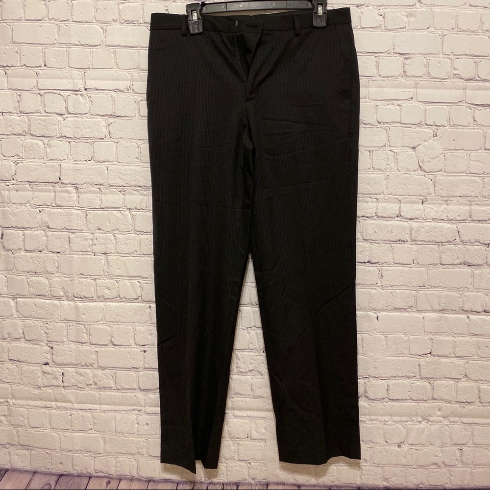 Calvin Klein Dress Slacks Black Gray Stripes 30x30